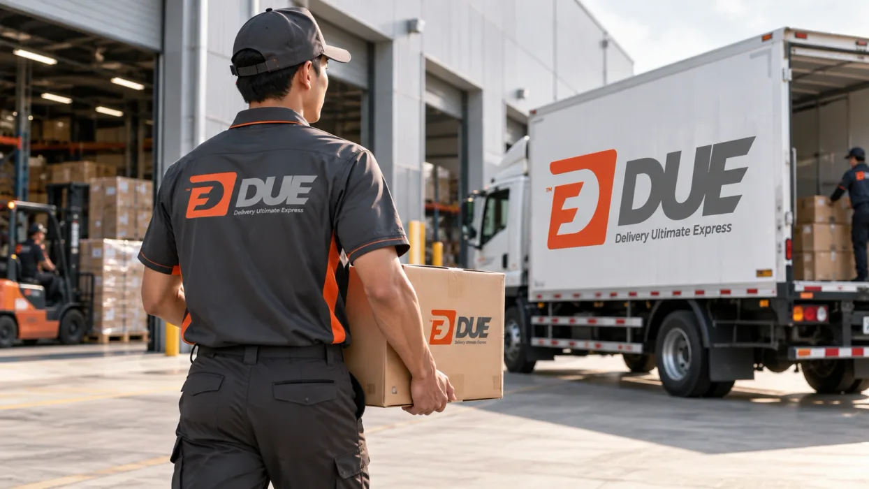 موظف DUE يحمل شحنة أثناء العمل